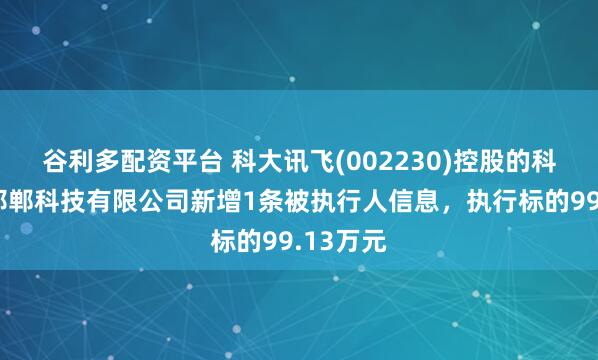 谷利多配资平台 科大讯飞(002230)控股的科大讯飞邯郸科技有限公司新增1条被执行人信息，执行标的99.13万元