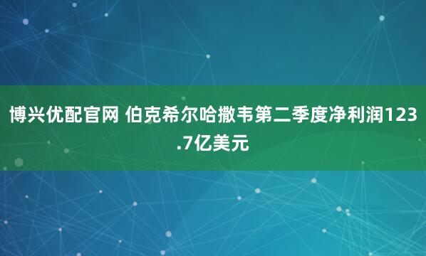 博兴优配官网 伯克希尔哈撒韦第二季度净利润123.7亿美元